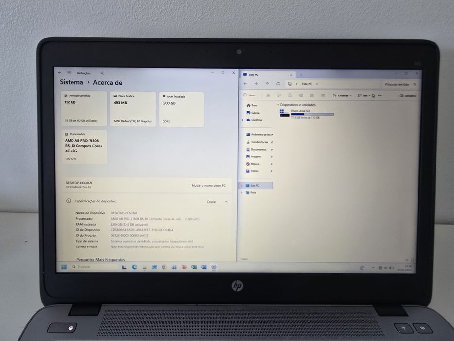 Hp 725 G2 Amd A8 Pro 8gb/120gb