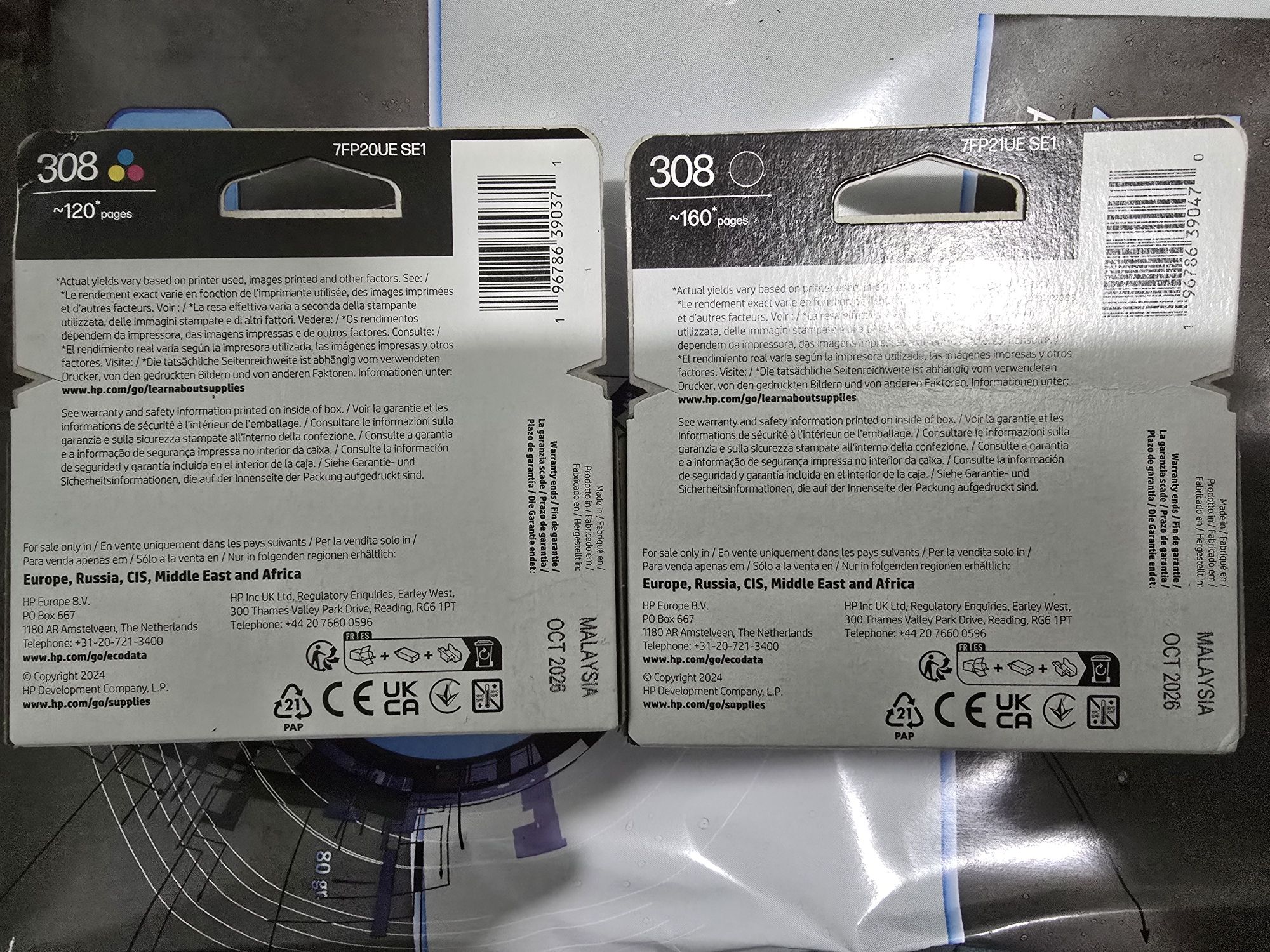 Tinteiros HP 308 Cores / Preto & Branco