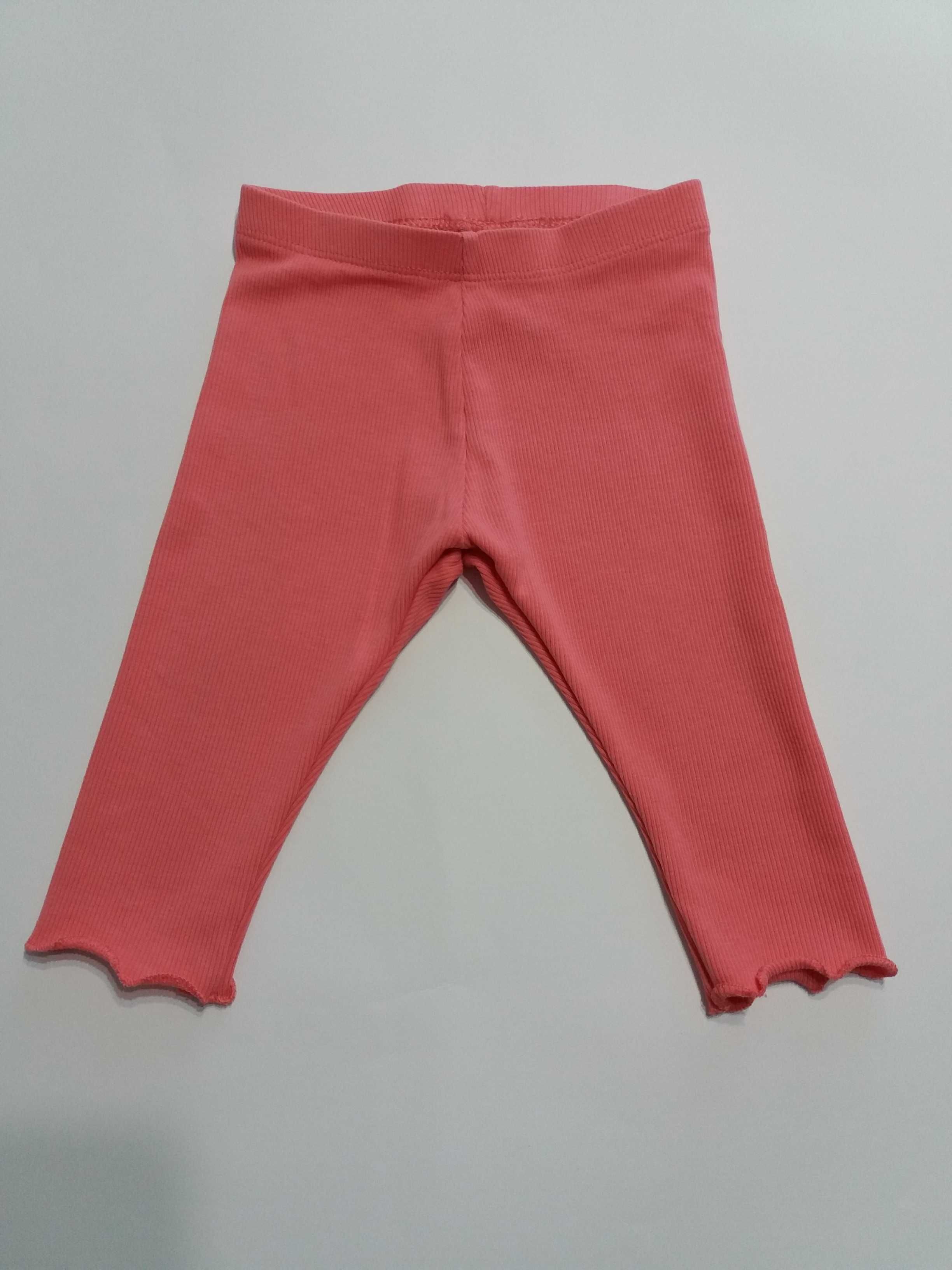 Spodnie długie dla dziewczynki różowe z falbanką na dole H&M r. 74