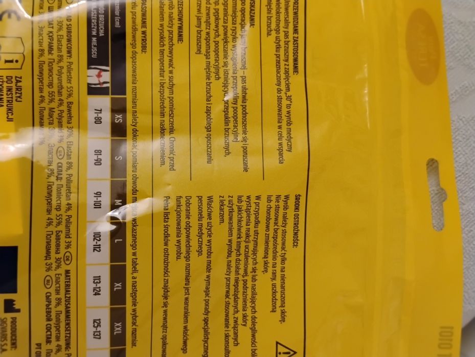 Uniwersalny pas brzuszny z zapięciem XXXL Pani Teresa Medica