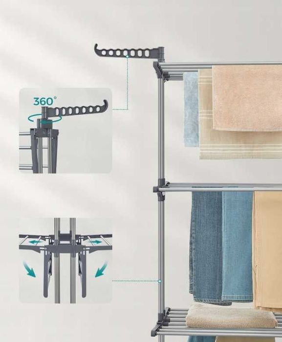 Suszarka wolnostojąca pionowa Songmics 173-173 cm x 73,5-128 cm