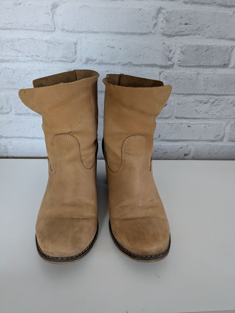 Zapato skórzane botki brązowe karmelowe 38 M