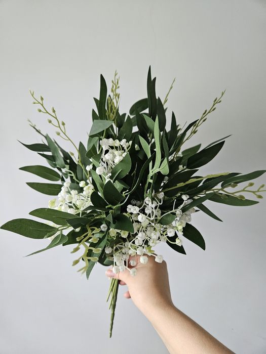 Bukiet wiązanka sztuczny ruskus gipsówka na ślub wesele