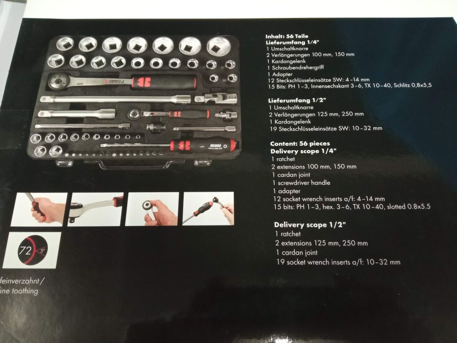Zestaw kluczy Wurth 1/2" + 1/4" 56 elementów _ nowy _ wysyłka