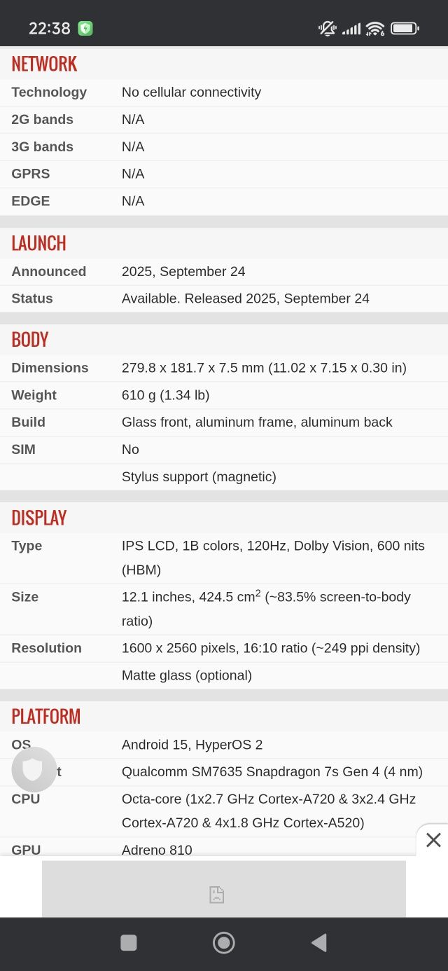 Redmi Pad 2 Pro 6/128 (SELADO)