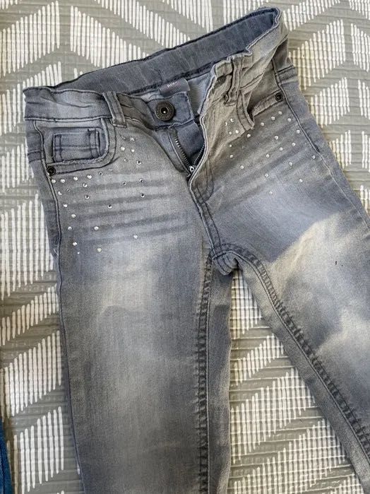 Spodnie dziewczęce r 110 z kryształkami jeans