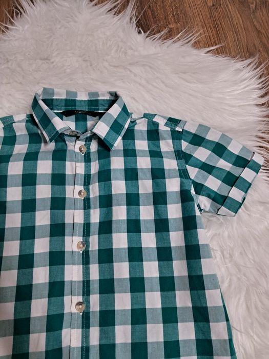 Piękna zielona koszula krótki rękaw krata 110 George