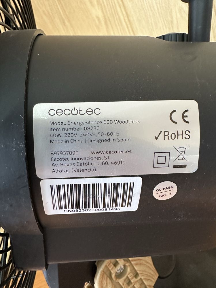 Вентилятор Cecotec EnergySilence 600 WoodDesk
