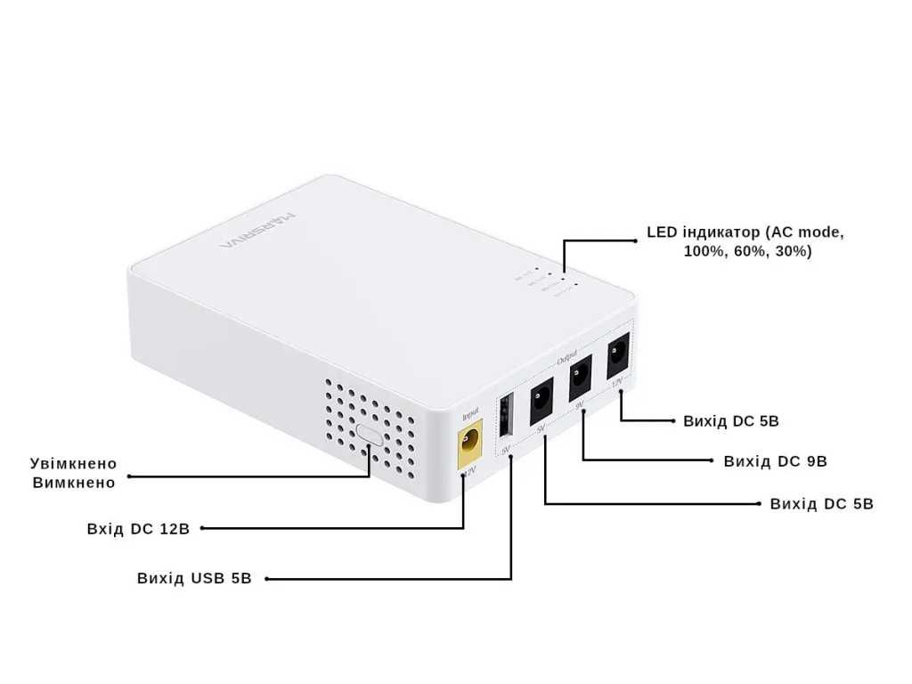 Mini DC UPS ДБЖ УПС ИБП 10000Mah 18W для роутера Marsriva KP3