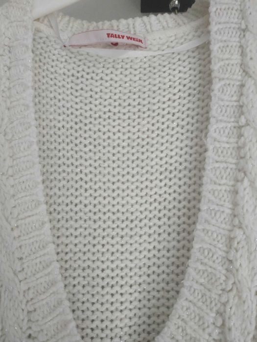 Piękny sweter tunika 34 XS Tally Weil srebrna nitka