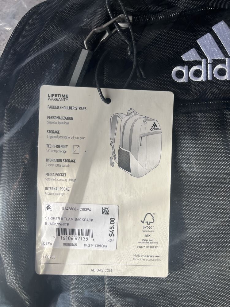 Рюкзак ADIDAS Striker Team CI0394 Оригінал адідас