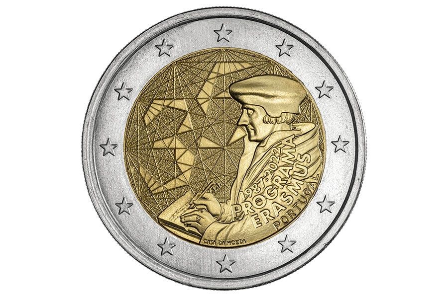 Moeda comemorativa 2€ - Programa Erasmus Portugal 2022