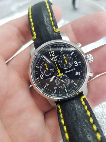 Zegarek szwajcarski Tissot PRC200 czarny chronograph pasek hand made