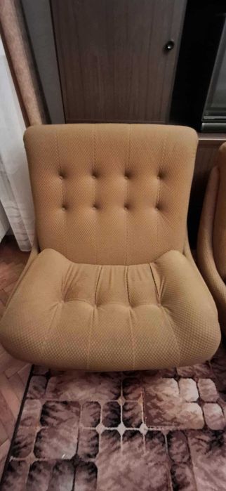 Komplet mebli tapicerowanych kanapa + 2 fotele PRL vintage Atlantis