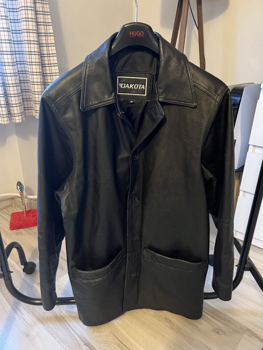 Męski czarny skórzany płaszcz Dakota M motocyklówka skóra vintage