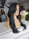 Długa peruka premium lace front Jennyfer ll czarna naturalna fryzura