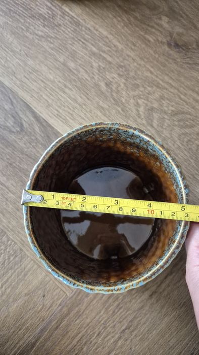 Ceramiczna doniczka osłonka niebiesko-brązowa