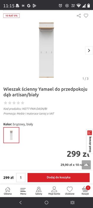 Wieszak/Panel ścienny Yamael do przedpokoju BRW