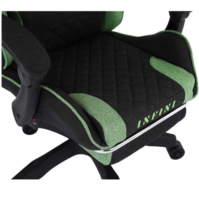 Fotel Gamingowy z podnóżkiem INFINI Core Green z tkaniny