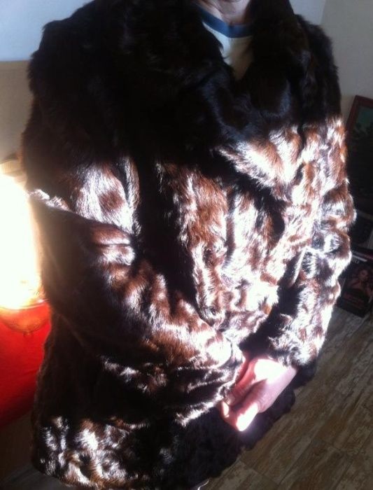 Стильный шоколадный полушубок козочка каракуль м-л, 46-48-50р.