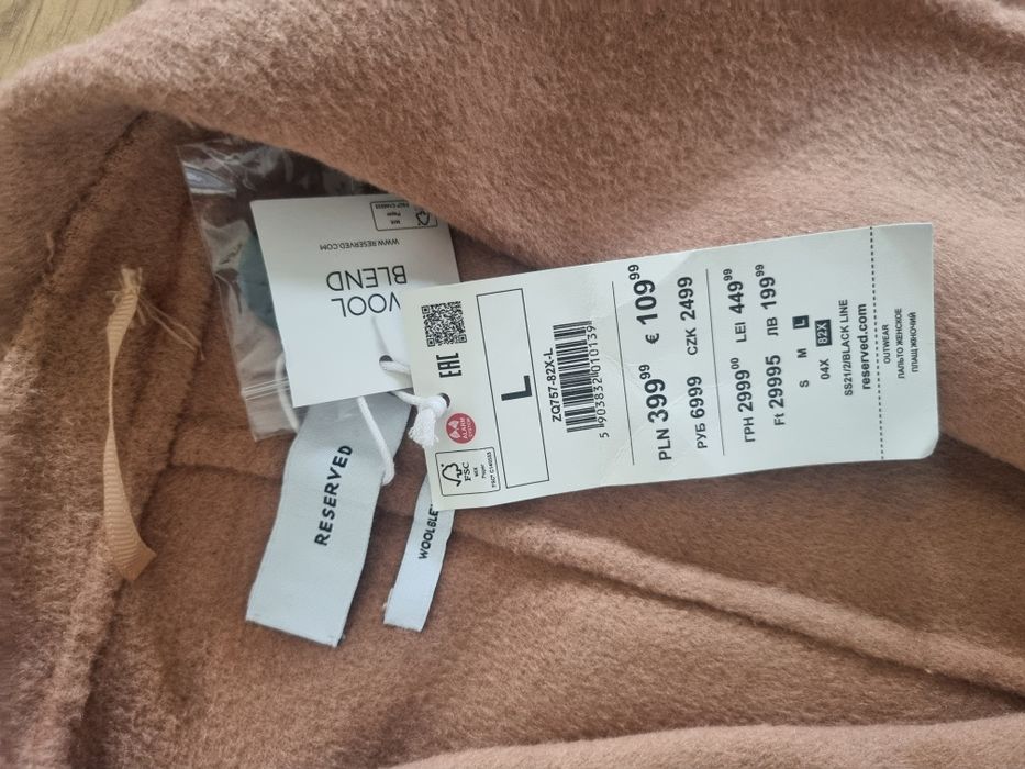 płaszcz z wełną nowy