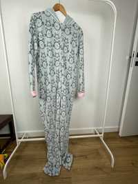 Onesie kombinezon piżama z kapturem dres suwak M/L House kot szara