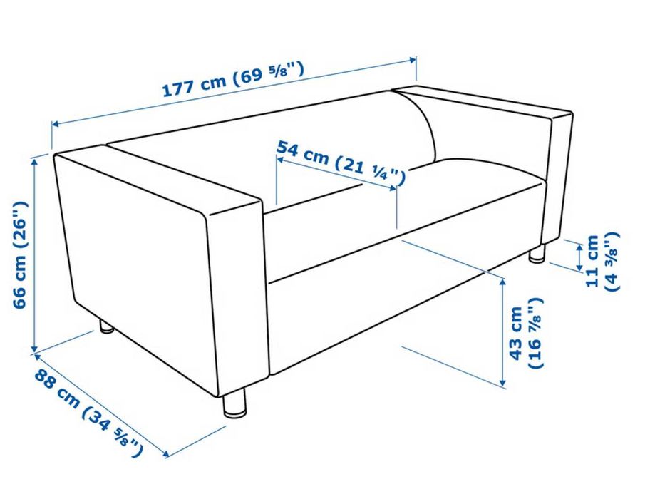 KLIPPAN Sofá 2 lugares, preto