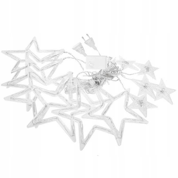 KURTYNA świetlna led gwiazdki lampki choinkowe girlanda biały zimny 3M