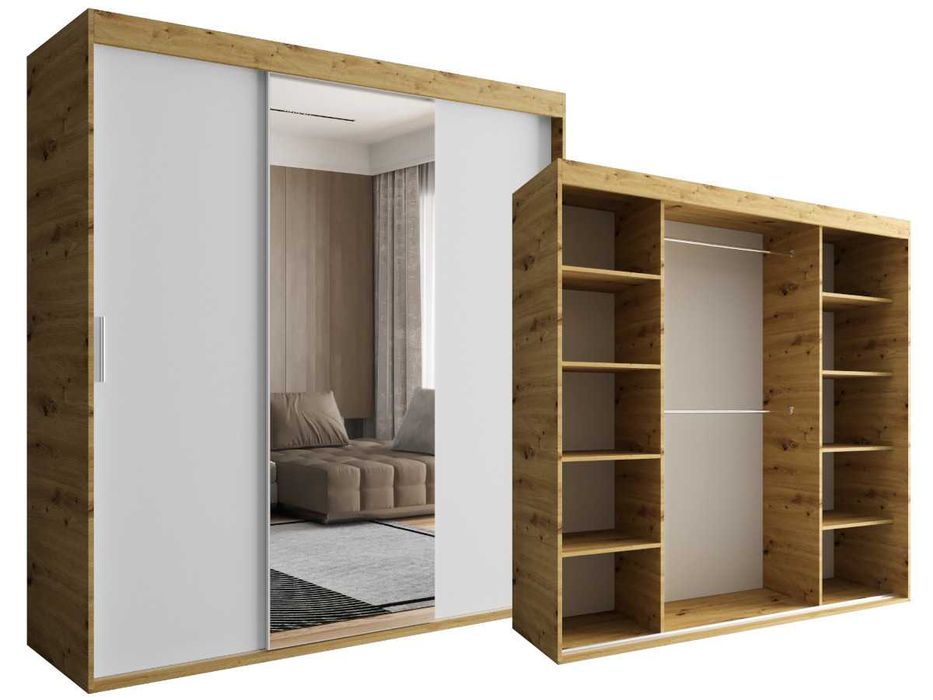 Szafa WYSYŁKA OD 3 DNI Artisan Biały 3 Drzwiowa 180 CM Lustro OTARIO