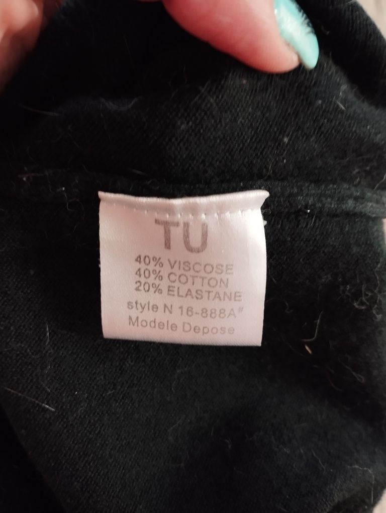 Czarna sukienka tunika sweter mała czarna ćwieki cekiny MINI S M 38 36