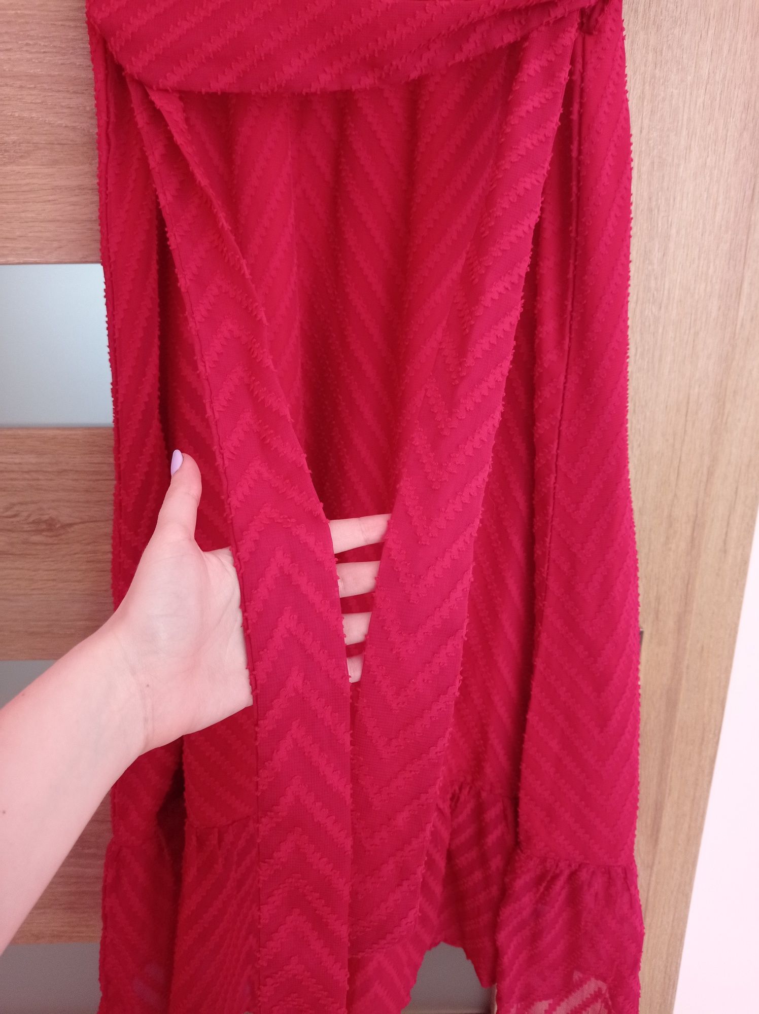 Shein nowa czerwona sukienka letnia midi S 36