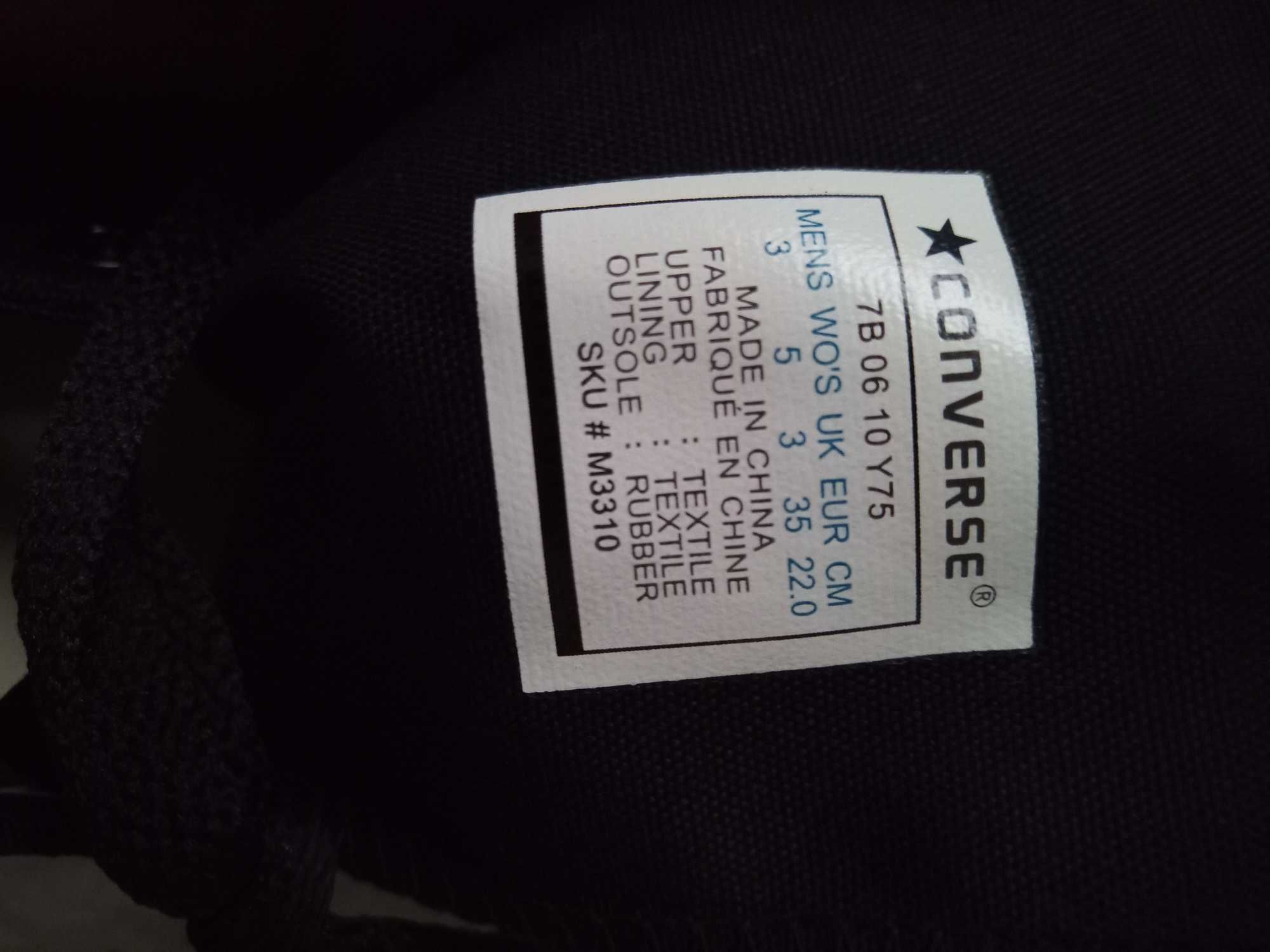 Wysokie trampki Converse Black mono 35 całe czarne Conversy