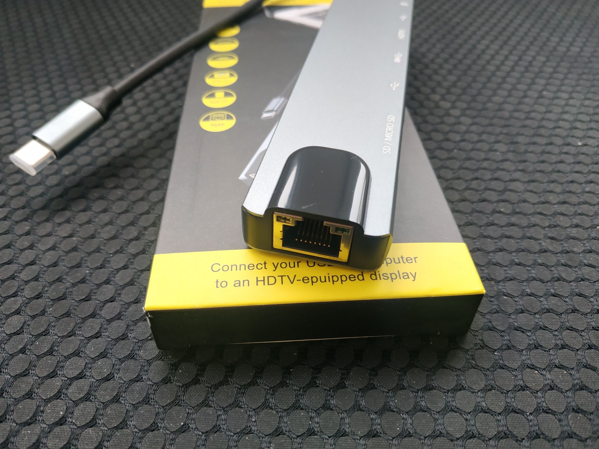 Док-станция 8-in-1 Type-C (HDMI/USBx2/RJ45/TypeC DATA/TypeC PD/SD/mSD)