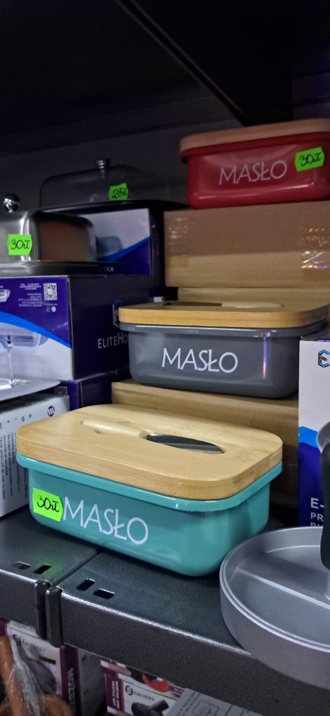 Maselniczka z bambusową pokrywką i nożykiem pojemnik na masło