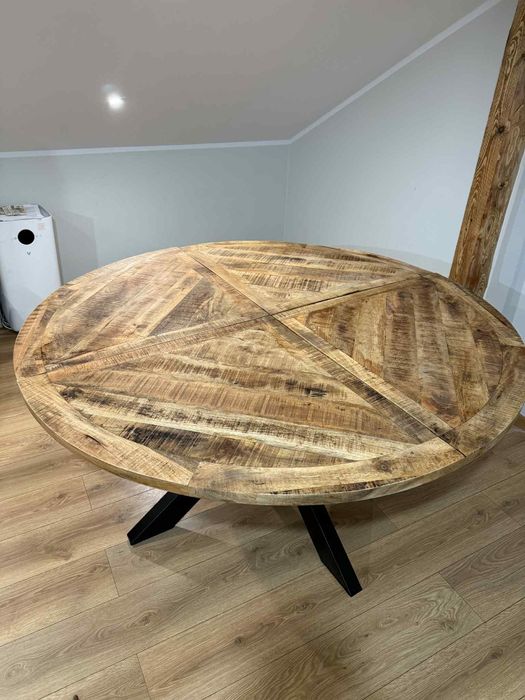Stół okrągły z litego drewna mango