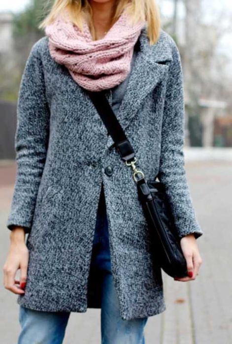 Różowy komin Preska warkoczowy splot wełna