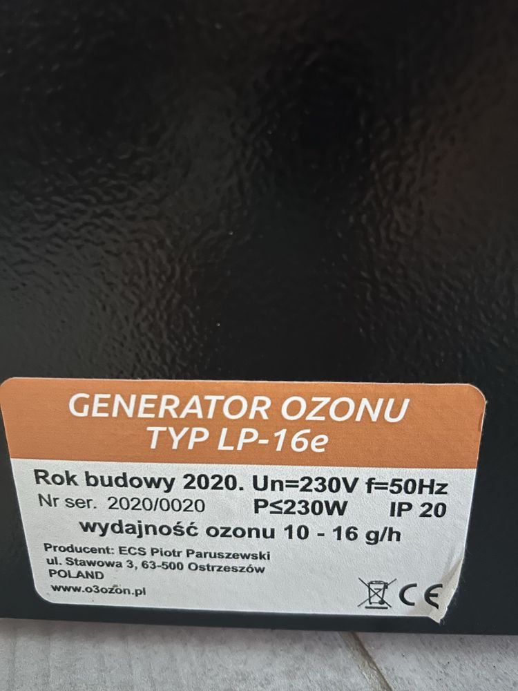 Generator ozonu model LP - 16E plus pilot