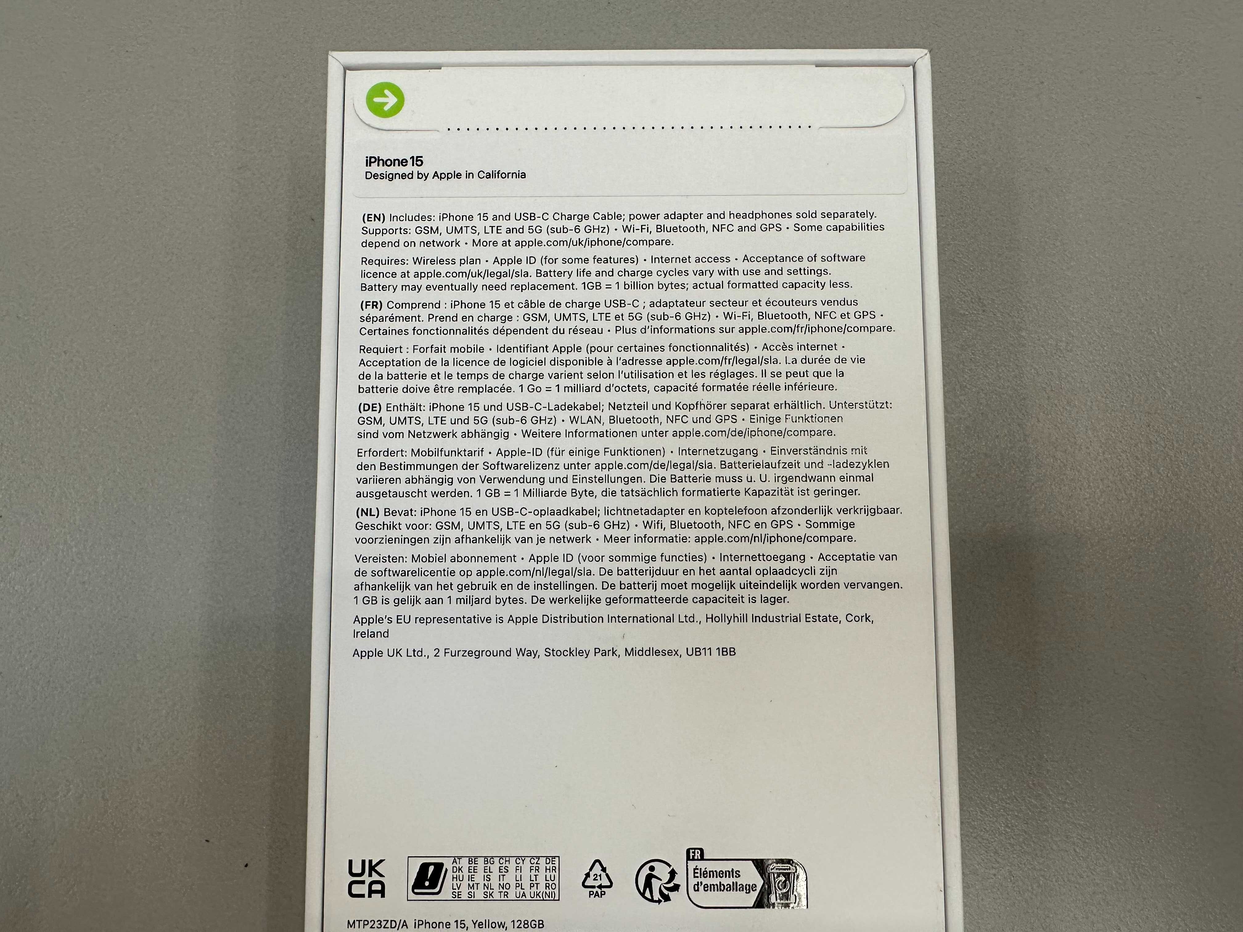 NOWY Apple iPhone 15 128GB Yellow Żółty Teletorium Auchan Wałbrzych