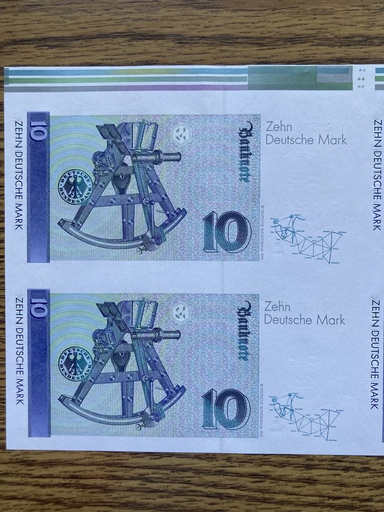 Banknot banknoty arkusz RFN 10 marek 1993 rok