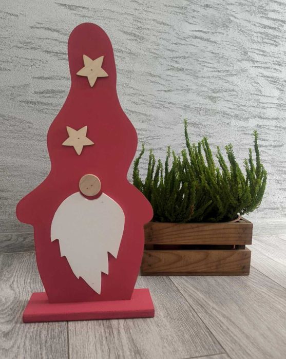 Skrzat , mikołaj drewniany ozdoba świąteczna 50cm - rękodzieło