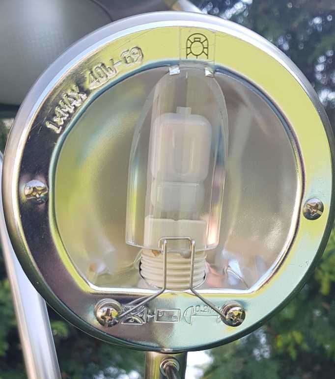 Lampa stylowa nocna stojąca stal szczotkowana polerowana