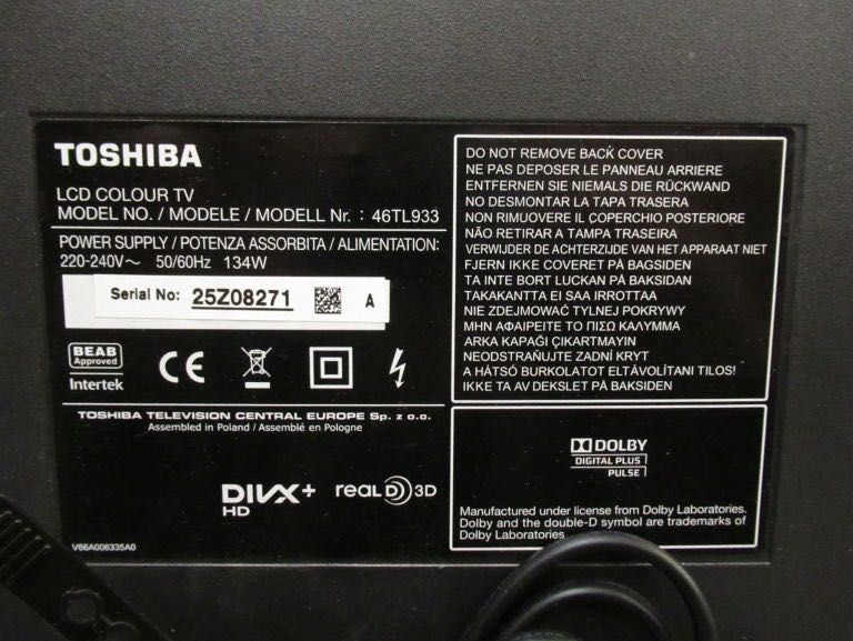 Telewizor TOSHIBA 46TL933 Smart TV LED WIFI 3D