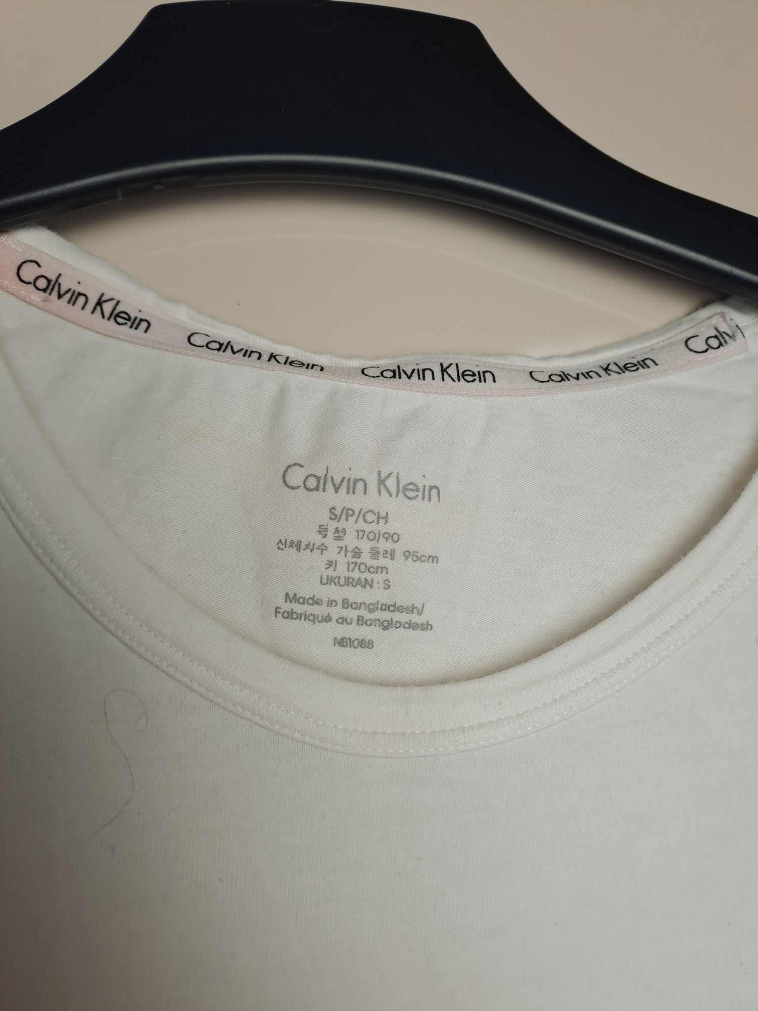 Biała koszula t-shirt Calvin Klein rozmiar S Bawełna Klasyczna Orginal