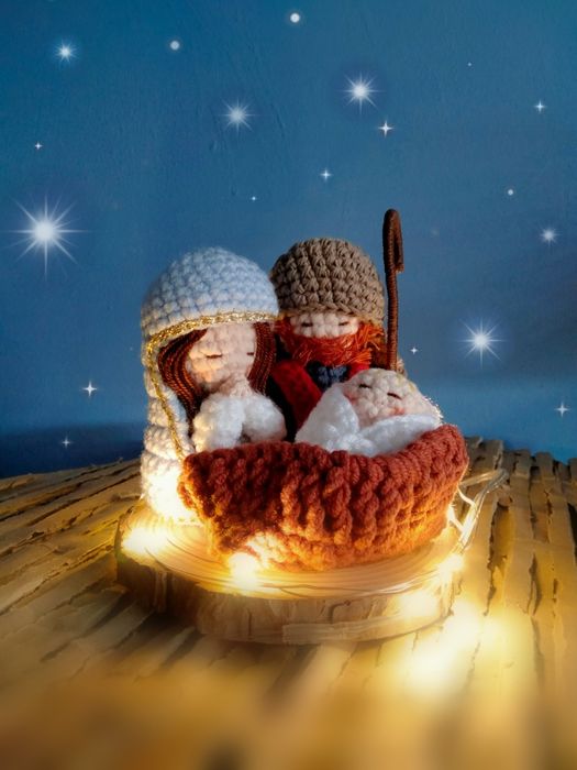 Mini presépio iluminado - Amigurumi