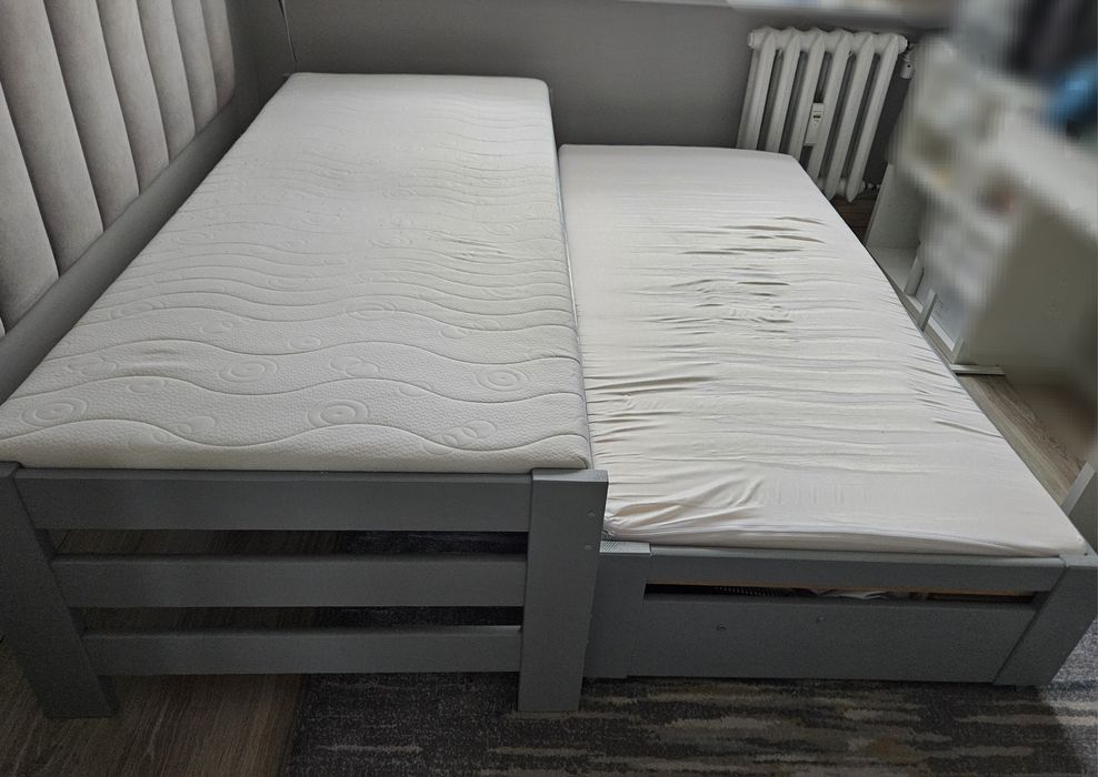 Łóżko podwójne, wysuwane ze skrzynią