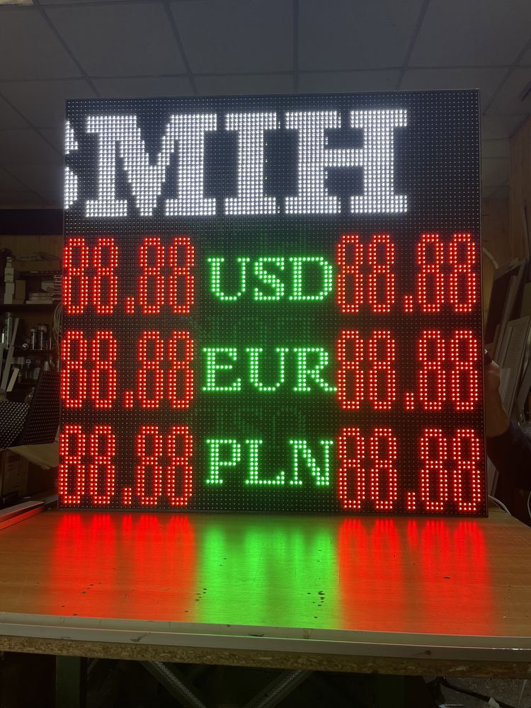 Led табло Обмен валют, Led вивіска, Led таймер, Обмін валют реклама