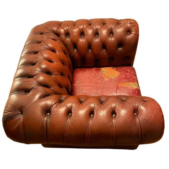 Oxblood Red Chesterfield Club Chair - Bamboo Trim