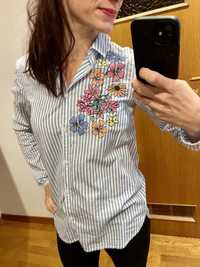 S.Oliver bawełniana unikatowa koszula bluzka w paski XS kwiaty