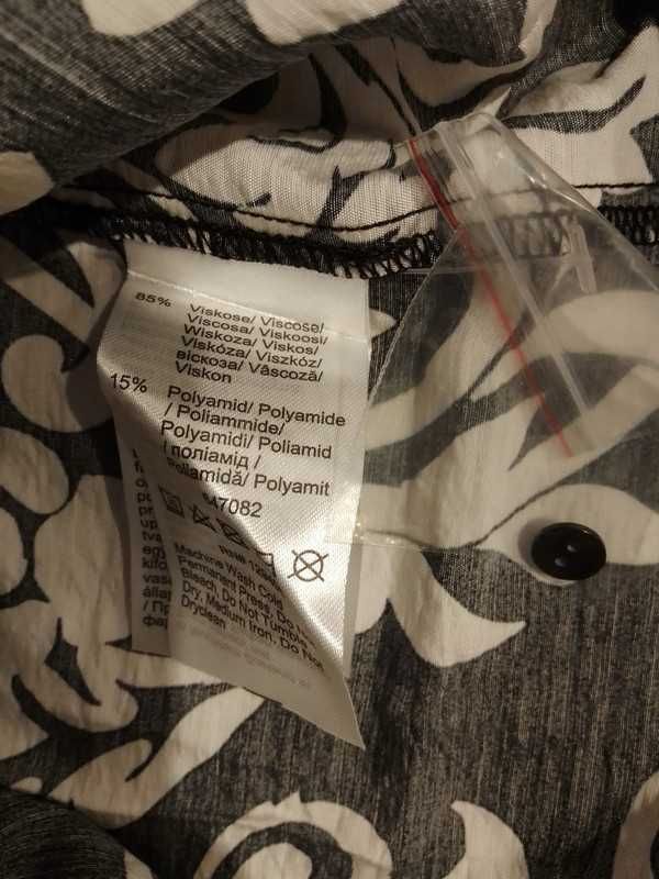 Sukienka wzorzysta wiązana na szyi 40 BPC czarno biała z wiskozy