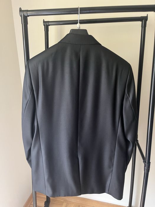 Czarny garnitur z połyskiem komplet marynarka spodnie 182/108/94